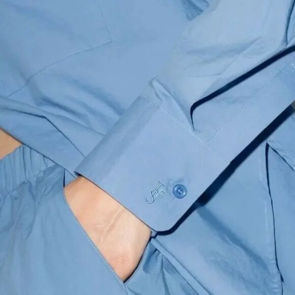 The Frankie Shop Blue Lui Organic Cotton Button Down Shirt - Picture 5 of 16